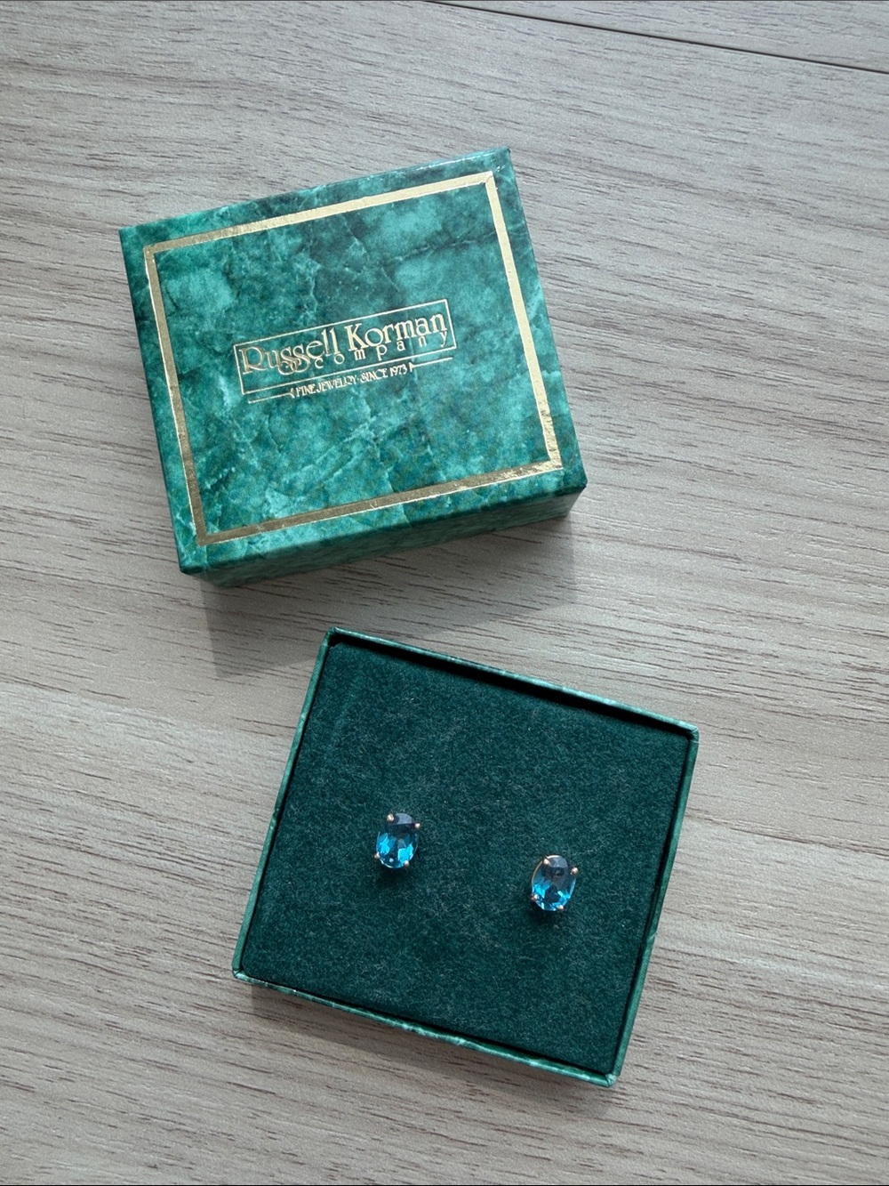 14K Gold Blue Topaz Round Stud Earrings - Elegant Blue Crystal Studs